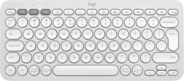 Logitech Pebble Keys 2 K380s Keyboard RF Wireless+Bluetooth, US INT (Qwerty), Tonal White