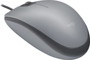 Logitech M110 Silent Wired Mouse, USB Type-A, 1000 DPI, Mid Grey