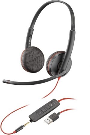 POLY Blackwire 3225 Stereo Wired Headset, USB-A, Black