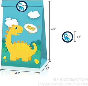 Ecost Customer Return 12 pieces dinosaur paper bags, dinosaur paper party bags, dinosaur