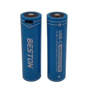 Rechargeable 21700 Size Battery with USB-C Port, 3.6V, 5000mAh, Li-Ion, 2pcs (AA620388)