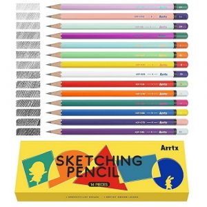 Drawing Sketch Pencil Set ARRTX, 4H, 3H, 2H, H, F, HB, B, 2B, 3B, 4B, 5B, 6B, 7B, 8B, 14pcs (LC303571)