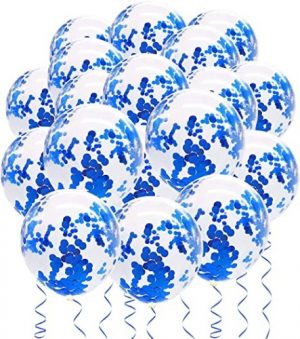 Ecost Customer Return Fangoo 50 Blue Confetti Balloons Pack Latex Confetti Balloons Blue Party Ballo