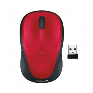 Logitech M235 Wireless Mouse, RF Wireless, 1000 DPI, Red/Black