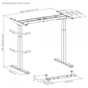 Adjustable Height Table Frame Up Up Bjorn, Black