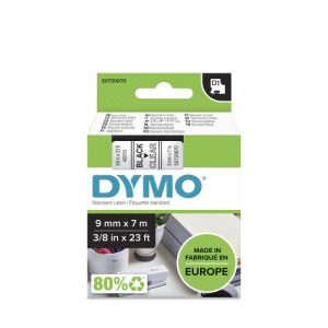 Dymo 40910 (S0720670) D1 Label Tape 9mm x 7m, Black on Clear