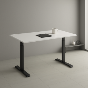 Adjustable Height Table Up Up Bjorn Black, Table top L White