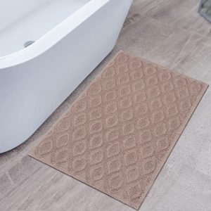 Ecost Customer Return, Boho Home Non-Slip Bath Mat Cream Morocco Design Bath Mat Cotton Bathroom Rug