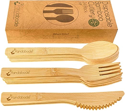 Ecost Customer Return, Pandabode™ 120 Disposable Bamboo Wooden Cutlery | Environmentally Friendly Fu