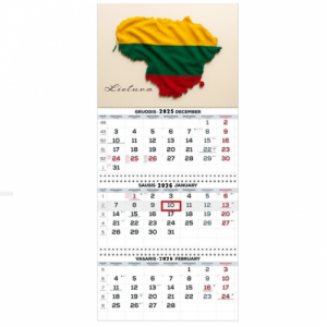 Wall Mounted Calendar 3 parts Trio 30x66cm