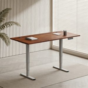 Adjustable Height Table Up Up Bjorn II Gray, Table top M Dark Walnut