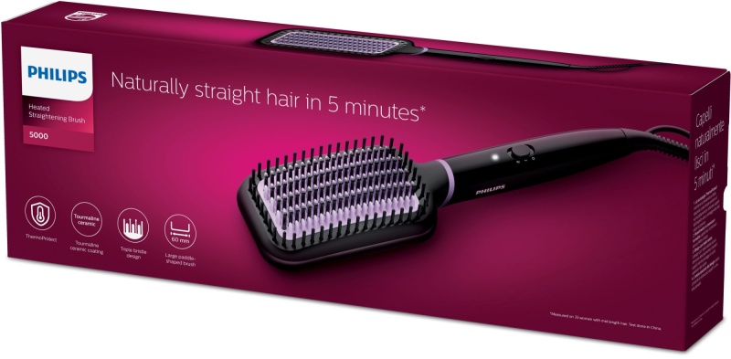 Philips StyleCare Essential BHH880/00 Heated straightening brush, Black/Violet - Image 4
