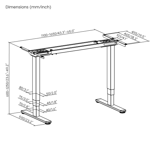 Adjustable Height Table Frame Up Up Bjorn II, Black - Image 2