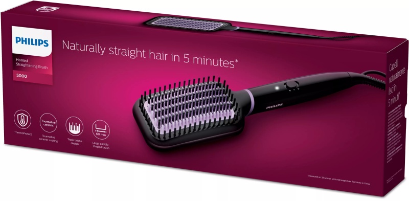 Philips StyleCare Essential BHH880/00 Heated straightening brush, Black/Violet - Image 2