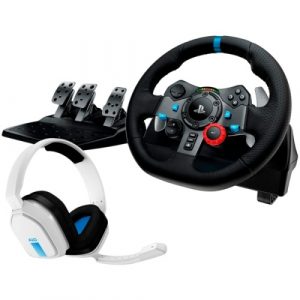 Logitech G29 Driving Force Steering Wheel & Pedals + Headset Astro A10, for PC, PS5, PS4, Black