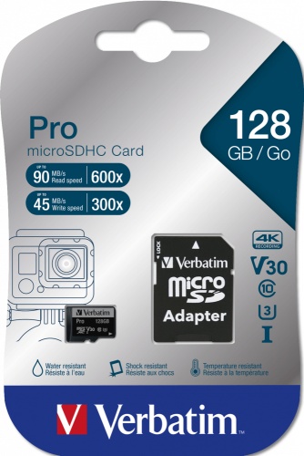 Verbatim 47044 Pro U3 Micro SDXC Memory Card 128GB + microSD to SD Adapter - Image 4