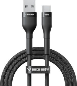 Veger Cable USB-A to USB-C PD 11V 6A 66W AC04 1.2m, Black