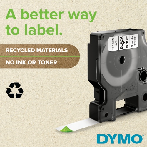 Dymo 45019 (S0720590) Label Tape 12mm x 7m, Black on Green