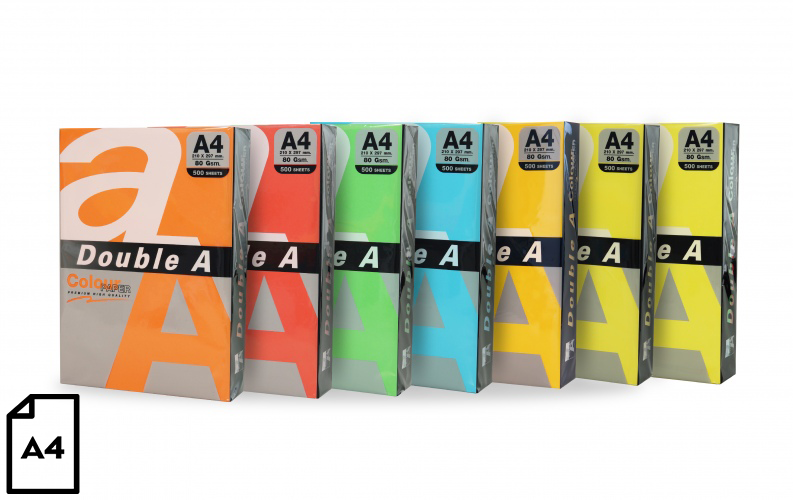 Colour paper Double A, 80g, A4, 100 sheets, Rainbow 5, 5 Colors