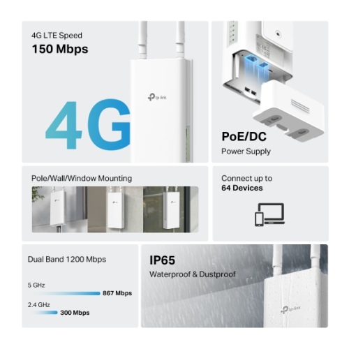 TP-Link Archer MR402-Outdoor 4G AC1200 Dual Band Wi-Fi Outdoor Router