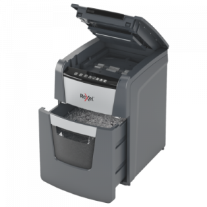 Rexel Optimum AutoFeed+ 100X Paper Shredder Cross Cut 4x28mm P-4 34L 55 dBA, Grey/Black