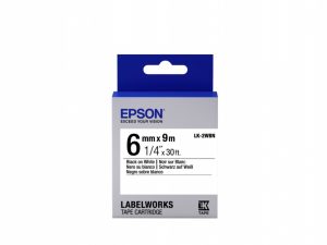 Epson LK-2WBN (C53S652003) Labelling Tape, Standard, Black on White, 6mm 9m