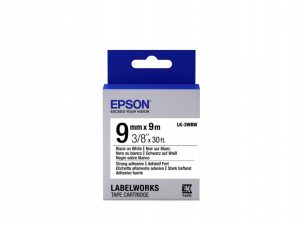 Epson LK-3WBW (C53S653007) Labelling Tape, Strong Adhesive, Black on White, 9mm 9m