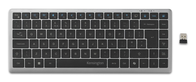 Kensington KB435 EQ Rechargeable Multi-Device Compact Keyboard RF+BT, US, Space Grey