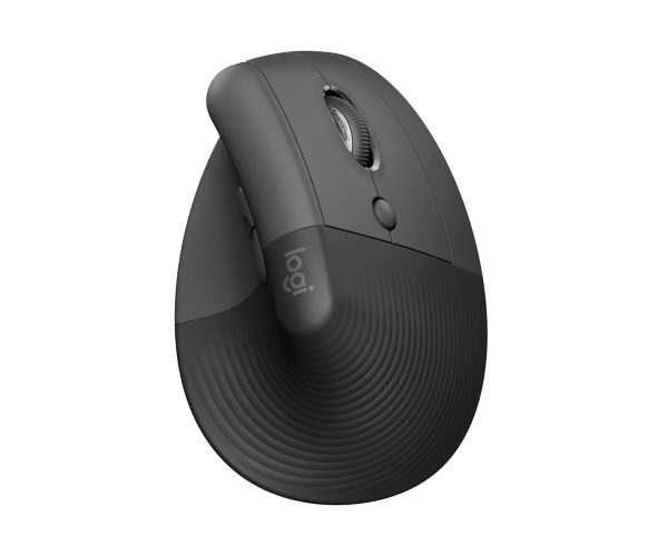 Logitech Lift Vertical Wireless Mouse, RF Wireless + Bluetooth, 4000 DPI, Graphite