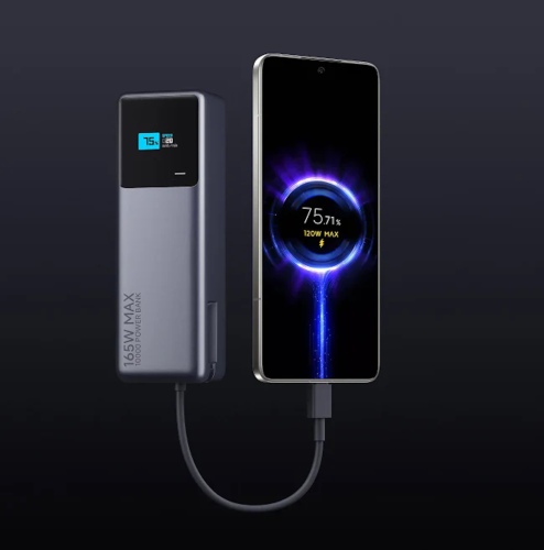 Xiaomi 165W Power Bank 10000mAh, Integrated Cable, Gray