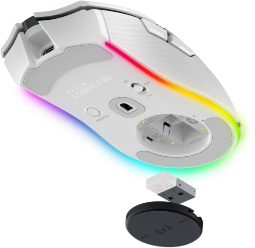 Razer Cobra Pro Wireless Gaming Mouse RF Wireless + Bluetooth + USB-C, 30000 DPI, White
