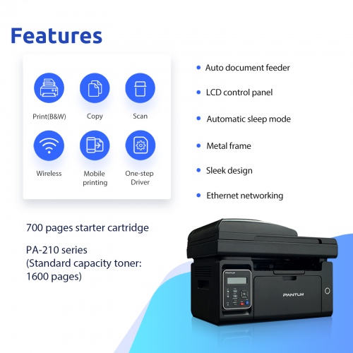 Pantum M6550NW Printer Laser MFP B/W A4 22ppm Wi-Fi USB Ethernet LAN