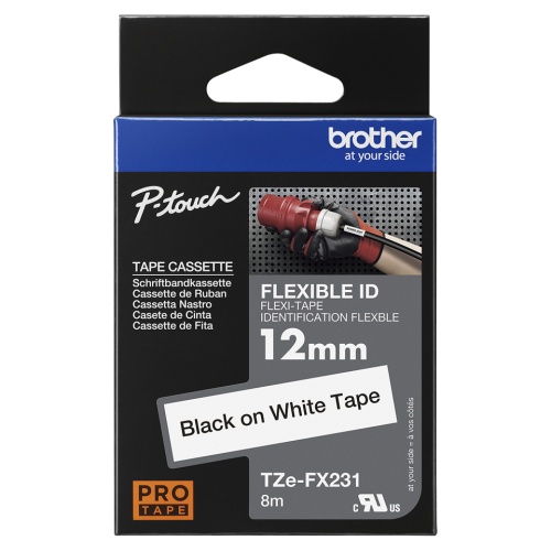 Brother TZe-FX231 Flexible Labelling Tape 12mm 8m, Black on White