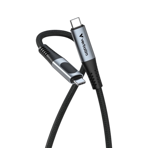 Verbatim 31849 Sync & Charge Cable USB-C to USB-C 240W 40Gbps 120cm, Power Display, Grey/Black