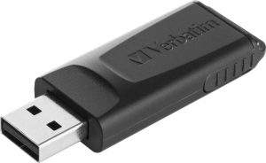 Verbatim 49328 Slider USB Flash Drive 128GB, USB-A 2.0, Black