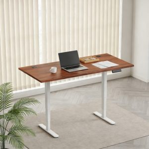 Adjustable Height Table Up Up Bjorn II White, Table top M Dark Walnut