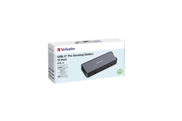 Verbatim 32171 CDS-15 USB-C Pro Docking Station 15 Ports, Grey/Black
