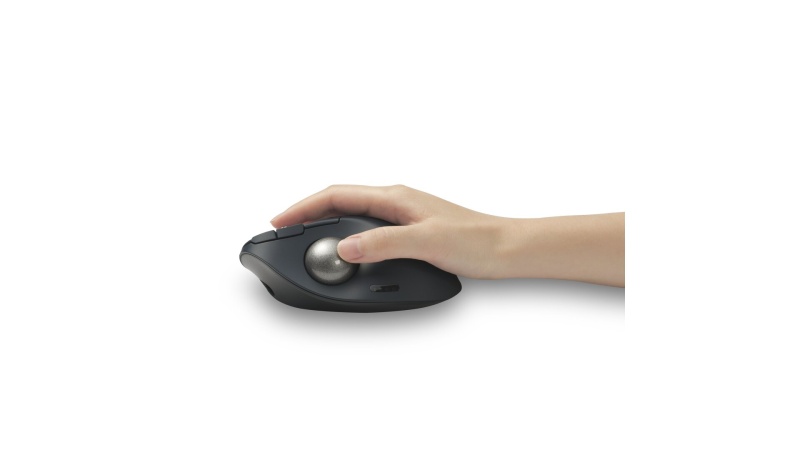 Kensington ProFit Ergo TB550 Trackball Wireless Mouse, RF Wireless + Bluetooth, 1600 DPI, Black/Grey