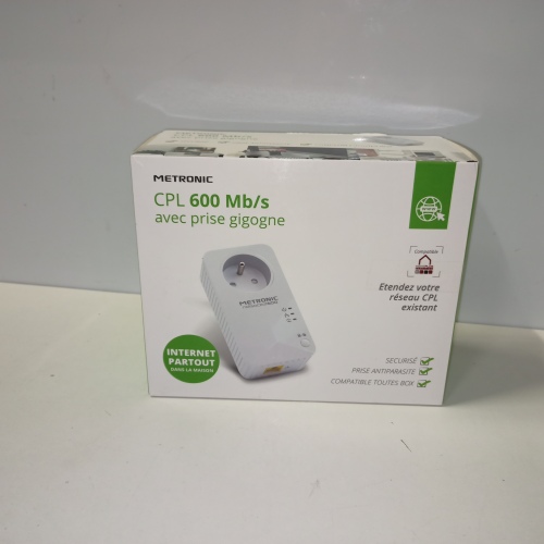Ecost customer return Prise CPL netsocket 600 MB/s avec 1 Port Fast Ethernet 100 MB/s et Prise gigog