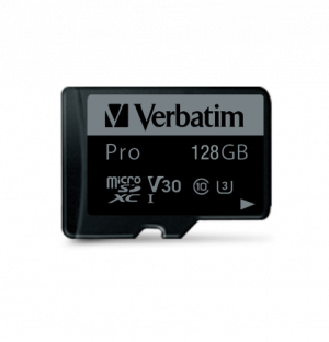 Verbatim 47044 Pro U3 Micro SDXC Memory Card 128GB + microSD to SD Adapter