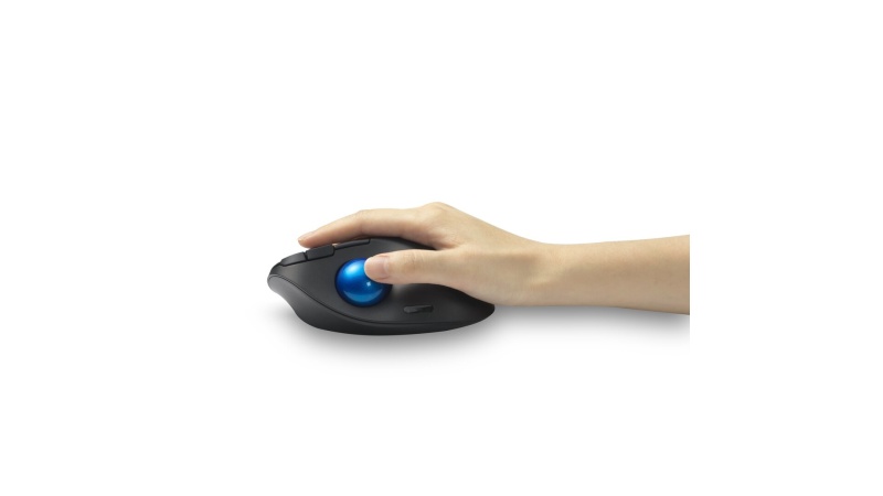 Kensington ProFit Ergo TB450 Trackball Wireless Mouse, RF Wireless + Bluetooth, 1600 DPI, Black/Blue