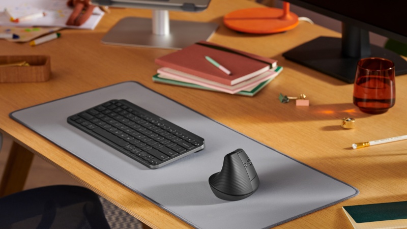 Logitech Lift Vertical Wireless Mouse, RF Wireless + Bluetooth, 4000 DPI, Graphite