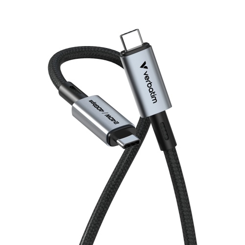 Verbatim 31847 Sync & Charge Cable USB-C to USB-C 240W 40Gbps 120cm, Grey/Black