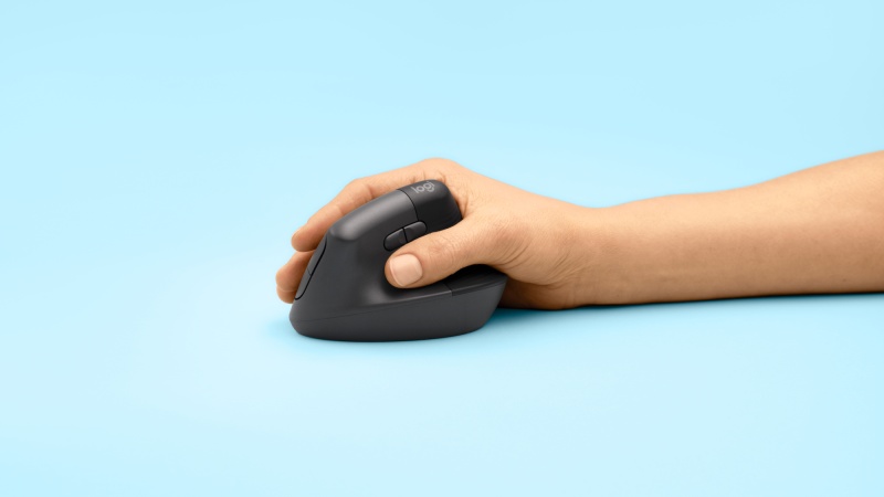 Logitech Lift Vertical Wireless Mouse, RF Wireless + Bluetooth, 4000 DPI, Graphite