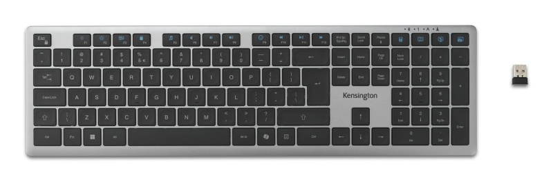 Kensington KB535 EQ Rechargeable Multi-Device Full Size Keyboard RF+BT, US, Space Grey