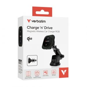 85039c0e-aded-4c04-8d92-d56883eb9f64 Verbatim 31860 Charge 'n' Drive Qi2 Magnetic Wireless Car Charger RGB, Black