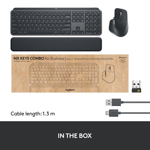 Logitech MX Keys Combo for Business Gen 2 Wireless Keyboard + Mouse +Palm Rest, US Int, Graphite