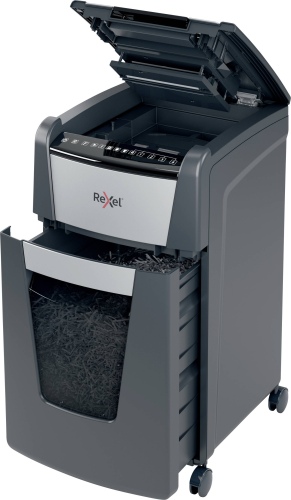 Rexel Optimum AutoFeed+ 300X Paper Shredder Cross cut 4x25 mm P-4 60 L, 55dB, Grey/Black