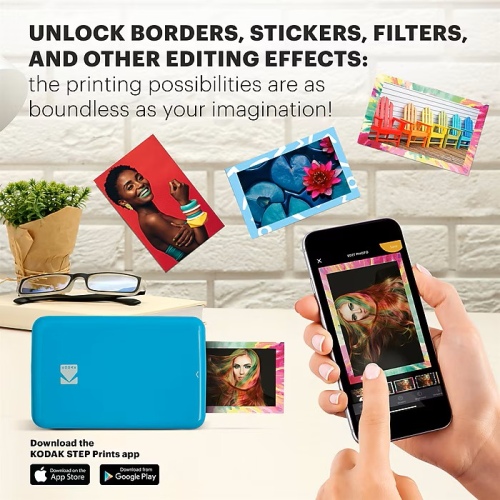 Kodak STEP Instant Mobile Photo printer Colour ZINK 2x3'' 1 ppm, Bluetooth, Blue