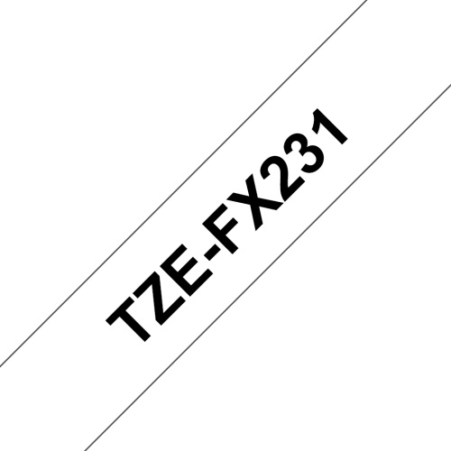 Brother TZe-FX231 Flexible Labelling Tape 12mm 8m, Black on White